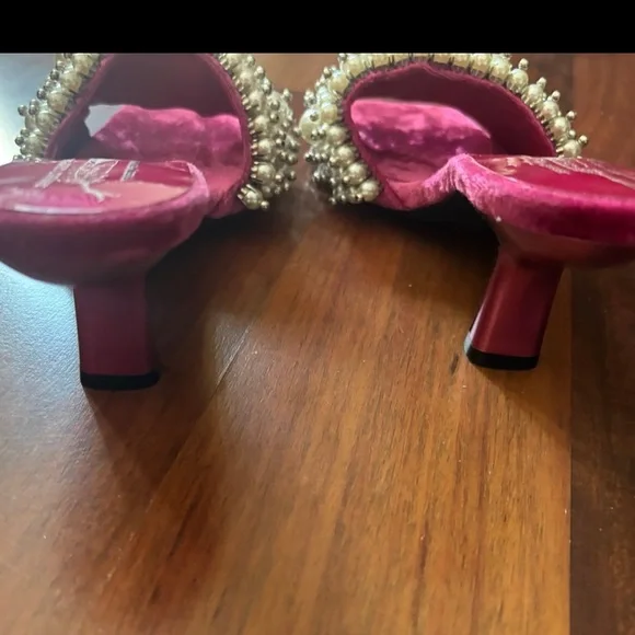 NEW Jeffrey Campbell Free People Pearl PORTIA pink velvet heel sandals retro 6.5 - Picture 6 of 8